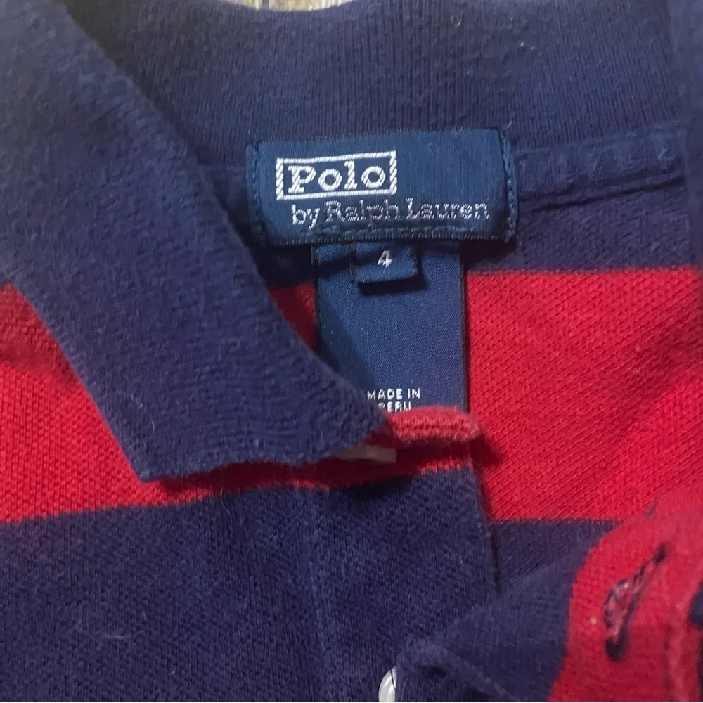 Polo Ralph Lauren Red Blue Striped Cotton Polo Shirt